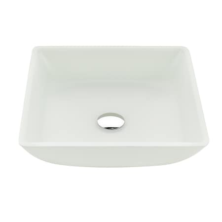 Anzzi Solstice Square Glass Vessel Bathroom Sink with White Finish LS-AZ912